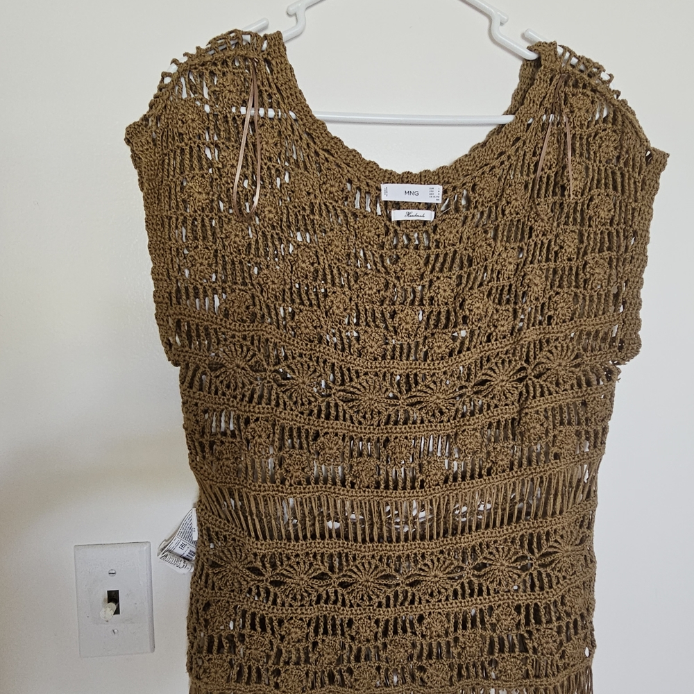 Mango Brown Sleeveless Cropped Blouse